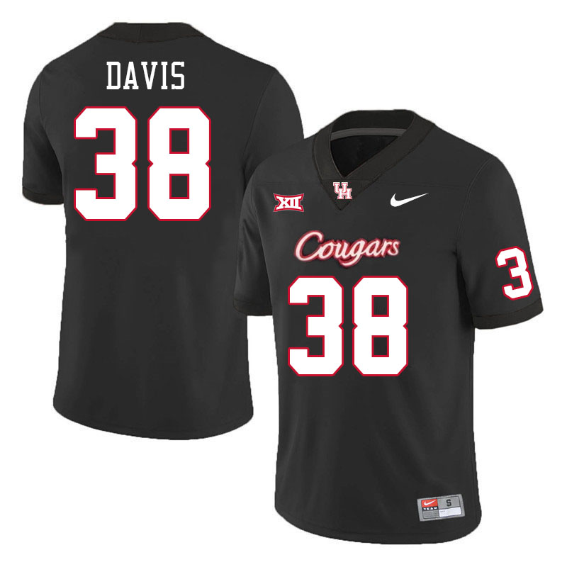 Men #38 Aaron Davis Houston Cougars College Football Jerseys Stitched-Black